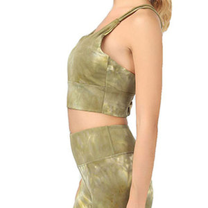 <b>Tie</b> <b>Dye</b> Yoga <b>Set</b> Racerback Crop Top High Waist Full Length Leggings Four-Way Stretch Spandex Polyester 2 Piece <b>Set</b> - Product Image 4