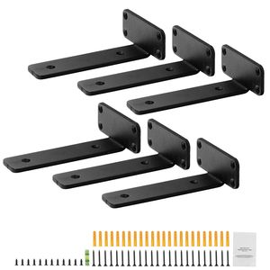 Staffe per Mensole Galleggianti Resistenti 8FT X 4FT X 1.6FT, 6 Pezzi, in Acciaio Nero Opaco, Spessore 5mm, per Mensole Spesse 5mm - Product Image 1