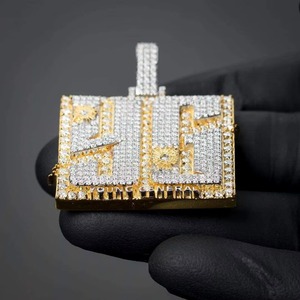 Hip Hop Iced Out Letter <b>Pendant</b> 18K Gold Plated 925 <b>Silver</b> Moissanite Custom Two Tone <b>Pendant</b> Custom <b>Initial</b> Letter <b>Pendant</b> - Product Image 6