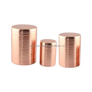 Premium Eco-Friendly Modern Luxury Hammered Design Copper <b>Canister</b> <b>Set</b> 3-Piece for Coffee Sugar & Tea with Diverse Designs - Product Image 6