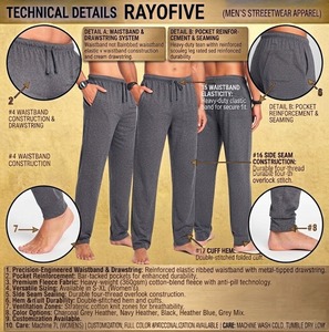 Pantalón cargo gris para hombre, cintura elástica, múltiples bolsillos, corte holgado informal, poliéster de peso medio, ropa de otoño - Product Image 2