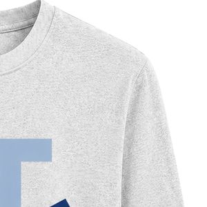 Light Gray JJ Logo Embroidered Long Sleeve Shirt Crew Neck Casual Lightweight <b>Top</b> with Ribbed Cuffs for Custom Teamwear - Product Image 3