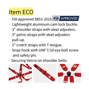 Professional FIA 6 Point Racing Harness TBRACING ECO 3 Inch Belts Pull Up Pelvic <b>Strap</b> OEM ODM Custom Color Service - Product Image 6