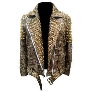 Chaqueta de cuero genuino de vaca, estilo punk, ajustada, con cremallera frontal, a prueba de viento, ecológica, de la marca Metal Spikes, completamente nueva. - Product Image 3
