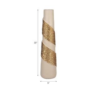 Jarrón de Mesa Moderno de Aluminio Dark Aura, Hecho a Mano, con Textura Acanalada, Acabado Dorado, 12.5 de Alto, 8 de Ancho, Ecológico, Puede Contener Agua - Product Image 1