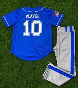 Conjunto de Camiseta de Béisbol Personalizada para Hombre, Azul y Blanco, Manga Corta, Absorbe la Humedad, Corte Regular, para Todas las Temporadas - Product Image 3