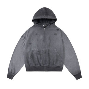Sweat à capuche délavé pour homme, 100 % coton, écologique, automne, ODM, décontracté, personnalisation de marque, vente en gros - Product Image 3
