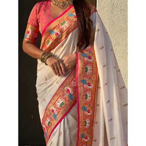 Sari de Seda Suave Swan Rajhans Paithani de Elite Weaves, 650g, Hecho en India y Pakistán - Product Image 2