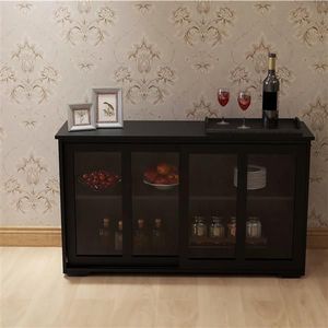 Black Kitchen Storage Stand Cupboard with Glass Door Elegant Display & China Cabinet - Product Image 3