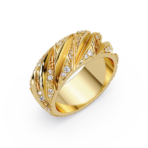 Anillos de Boda Inspirados en el Estilo Art Deco Vintage, Oro Puro de 14K, Diamante Cultivado en Laboratorio de Corte Redondo, Anillo de Banda Ancha, Anillos de Aniversario, Anillos de Lujo - Product Image 4