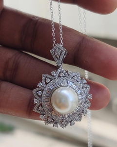 จี้มุกขาวประดับทองคำแท้ 925 เงินแท้ สร้อยคอไข่มุกเม็ดเดียว สร้อยคอแต่งงาน เครื่องประดับเจ้าสาว ของขวัญสำหรับเธอ - Product Image 1