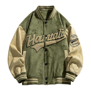 <b>Mens</b> Varsity <b>Jacket</b> <b>Suede</b> <b>Jacket</b> Vintage Bomber Coats Baseball Letterman Outfits Loose Fit Long Sleeve Tops - Product Image 1