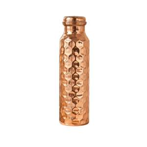 Pure Copper Water Bottle Set 1 Litre Hammered Plain Line Dimple Ergonomic Design Leak Proof Sports <b>Flask</b> - Product Image 4