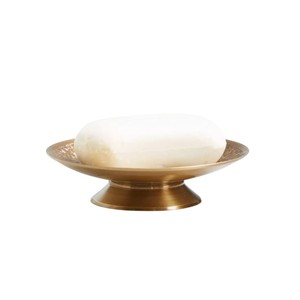 New Modern Design Eco-Friendly Decorative <b>Soap</b> Dish <b>Soap</b> <b>Holder</b> High Standard Quality Hammered Footed Gold Metal Brass - Product Image 2