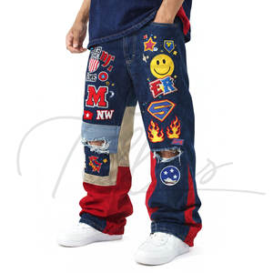 Jeans de Mezclilla Holgados Personalizados de Alta Calidad para Hombre, Estilo Boyfriend, Lavado Desgastado, Jeans Personalizados de Moda Urbana para Hombre - Product Image 1