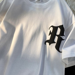 Vente en gros de T-shirts pour hommes de créateur, personnalisés, style streetwear, formels, en coton tricoté uni, à épaules tombantes, coupe oversize, avec motif 3D - Product Image 1