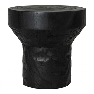 Suar Wood RootForm Black Finish Stool Ottoman <b>Side</b> <b>Table</b> <b>Rustic</b> Design Premium Quality Solid Wood Living Room Furniture - Product Image 1