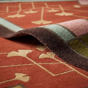 Alfombra de terracota artesanal con borde floral, alfombra de lana estilo misionero para sala de estar, dormitorio, decoración vintage - Product Image 3