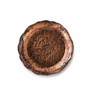 Assiette décorative ronde vintage en cuivre, vaisselle en métal massif à motif artisanal - Product Image 1