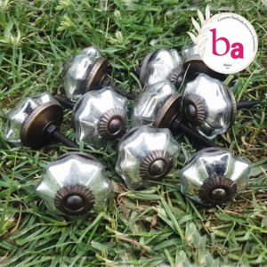 Modern Design <b>Antique</b> Cabinet Drawer Knobs Mercury Silver Crackle Glass Handle Pull [CRK 149] for Kitchen <b>Wardrobe</b> Bathroom Use - Product Image 1