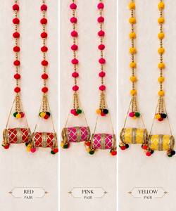 Décorations suspendues artisanales en pompons Dholki pour mariage, Mehendi, fête festive, décoration intérieure et événements indiens - Product Image 3
