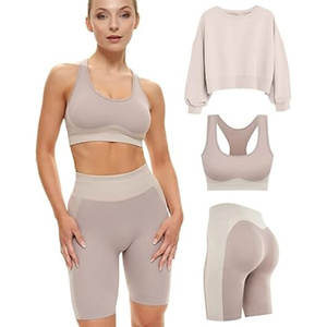 Ensemble d'entraînement assorti 2 ou 3 pièces pour femmes, short élégant, soutien-gorge de sport et tenue de yoga pour la course à pied et l'exercice physique - Product Image 1