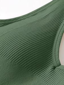 Women Ribbed V Neck Sports <b>Bra</b> <b>Low</b> <b>Back</b> Seamless Yoga Crop Top Push Up Padded Fitness Workout Tank Activewear Blanks - Product Image 6