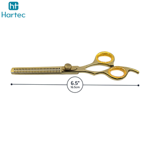 Tijeras de Entresacar Cabello de 6.5 Pulgadas con Recubrimiento de Plasma Dorado, Calidad Profesional, Hechas a Medida por Proveedor - Product Image 6