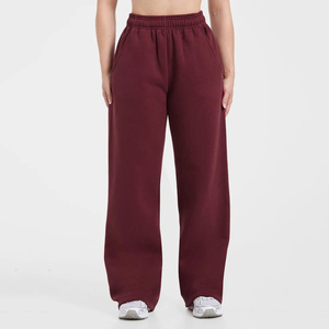 Pantalon de survêtement en molleton pour femme, coupe large, taille élastique, longueur intégrale, décontracté, qualité supérieure, vente en gros, personnalisable - Product Image 1