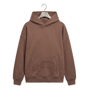 Sudadera con Capucha Oversize Marrón para Mujer, Sudadera Monocromática con Logotipo en Relieve, Ropa Urbana, Top para Mujer, Venta al Por Mayor Personalizada - Product Image 5
