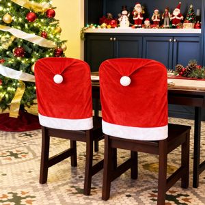 Housses de chaise de Noël rouges et blanches, motif chapeau de Père Noël, pour la cuisine et la salle à manger, décoration de Noël - Product Image 1