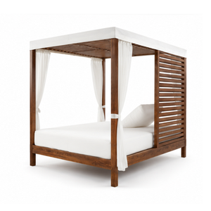 Cama de Día de Lujo para Exteriores, Tipo Cabaña de Madera, con Cortinas Blancas, para Resort, Piscina, Patio, Jardín, Villa, Hotel, Muebles de Relajación - Product Image 4