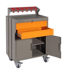 Industrial Tool <b>Cabinet</b> With 2 Drawers And Shelf On Wheels Central <b>Locking</b> System With Work Top Plus Storage - Product Image 1