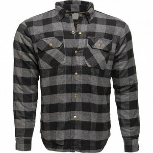Camisa de Franela a Cuadros Negra y Gris para Hombre, Manga Larga, Algodón, Estilo Invernal - Product Image 1