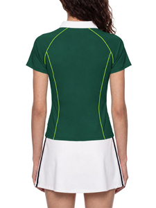 <b>Women's</b> Green Polo <b>Shirt</b> <b>Short</b> <b>Sleeve</b> Solid Color Quick Dry Sporty Fit Knitted Polyester Regular Length <b>White</b> Collar Zipper - Product Image 4
