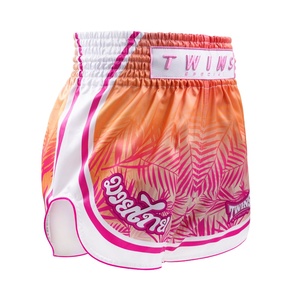 High Quality Customized Twins Green Satin Muay Thai Shorts Sublimation Printed Kickboxing Premium Wide Leg Martial Arts Shorts - Product Image 5