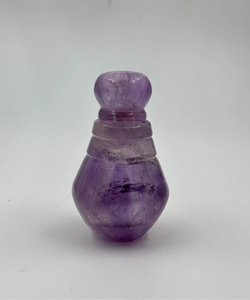Natural Amethyst Crystal Bottle | Hand Carved Gemstone Vessel for Collectors & Luxury Display - Product Image 1