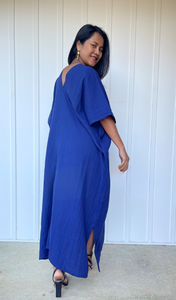 Robe Kaftan Midi Noire Grande Taille en Coton Double Gaze Style Gothique Africain Mumu Inspirée du Maroc Fluide et Ample - Product Image 3