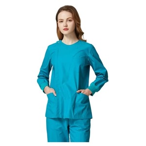 Tenues médicales 2026 pour femmes et hommes, uniformes d'hôpital à manches longues, en tissu tricoté Spandex/Polyester, détection d'aiguilles, coupe courte - Product Image 6