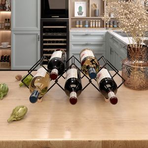 Portabottiglie da Bancone Mecor per 5 Bottiglie, Elegante Espositore da Tavolo per Vini, Supporto per Arredamento Casa e Collezione Bar - Product Image 2