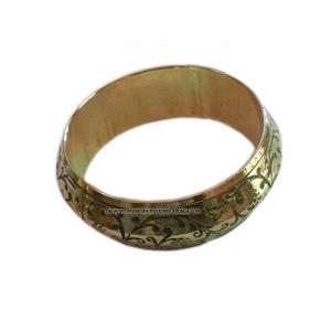 กำไลทองเหลืองกลมชุบทองพร้อมสลักสำหรับผู้หญิงเครื่องประดับแฟชั่นมีสไตล์สำหรับงานแต่งงาน/งานเลี้ยง - Product Image 1