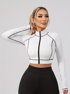 Nouveautés - Vestes de yoga pour femmes, style tendance, haute qualité, personnalisables, respirantes, coupe-vent, écologiques, en spandex/polyester/nylon - Product Image 3