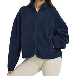 Chaqueta de forro polar Sherpa para mujer, color naranja quemado, con diseño de logotipo personalizado, con cremallera, para otoño e invierno, transpirable, estilo urbano. - Product Image 5