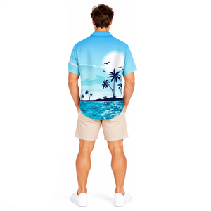 Chemise de camping pour hommes, imprimé intégral, légère, tenue de villégiature, mode personnalisée, vêtements de voyage d'été, chemises de plage - Product Image 4