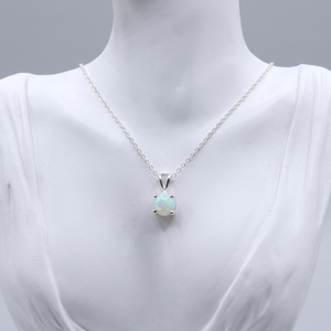 High Quality 925 Sterling Silver Gold Plated Trendy Link Pendant <b>Necklace</b> Natural <b>Opal</b> Gemstone Prong Set Wedding Gift Women - Product Image 6