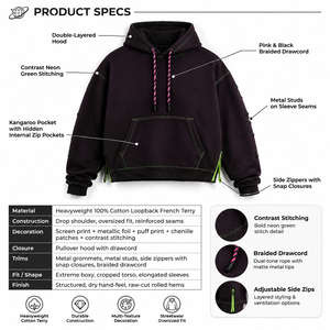 Sweat à capuche oversize pour homme en molleton bouclette 100 % coton 520 GSM, coupe ample, avec poche, style streetwear, hiver, vêtements personnalisés OEM - Product Image 5