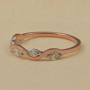 Minimalist Moissanite Marquise Cut Wave Stacking Band <b>Ring</b> For Women's <b>925</b> <b>Silver</b> With Rhodium Plated Birthdays Gift For Partner - Product Image 6