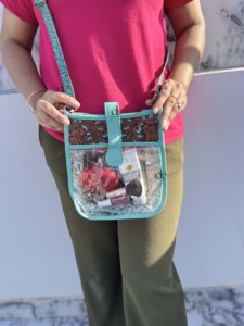 Bolso transparente de Color turquesa de cuero tallado a mano, bolso elegante, bolsos de cuero de usos múltiples para mujer, multiusos - Product Image 3