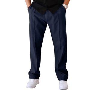 Straight leg <b>Elastic</b> Waist Pants soft touch fabric suitable for casual daily wear and modern style - Product Image 1
