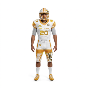 Conjunto de Uniforme de Fútbol Americano Personalizado en Oro Blanco – Camiseta y Pantalones Sublimados para Equipo, Ropa de Entrenamiento y Juego para Adultos y Jóvenes, Fabricante - Product Image 1